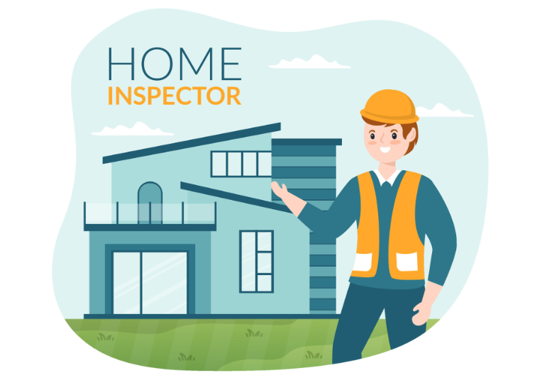 a home inspector standing in front of a house